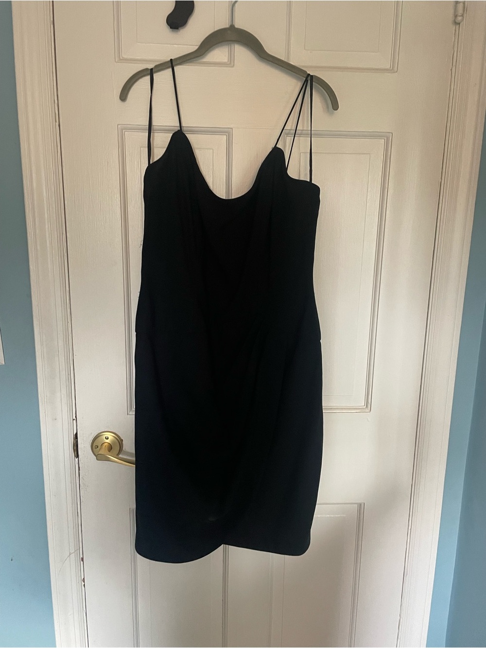 Vintage 90s A.J. Bari Black Slip Mini Dress with Spaghetti Straps